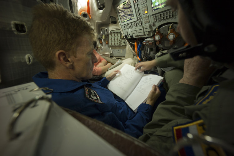 Timothy during training in the Soyuz TMA simulator