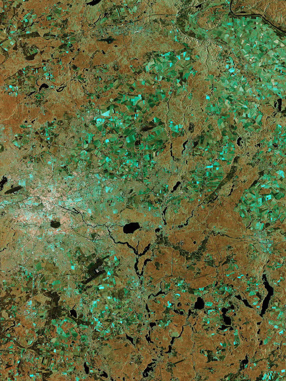 Radarový snímek Berlína, který byl předaný s pomocí laserového spojení