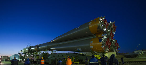 Soyuz TMA-15M spacecraft roll out