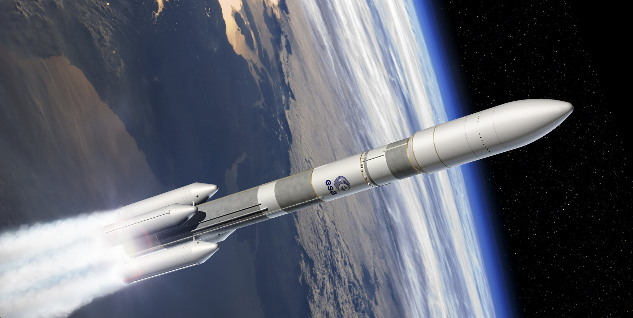 Artist's view of the Ariane 6 four boosters configuration (A64)