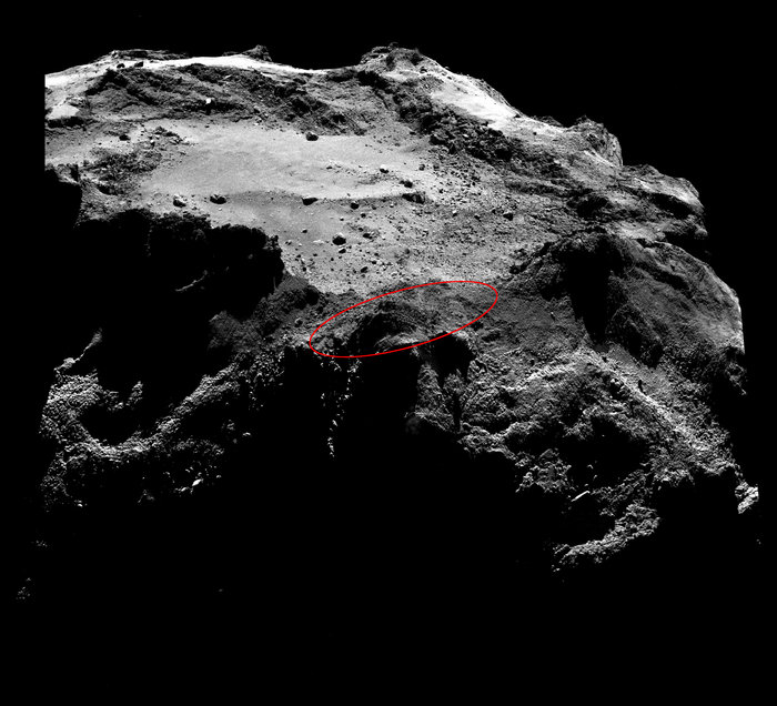 Philae traveling above comet 67P