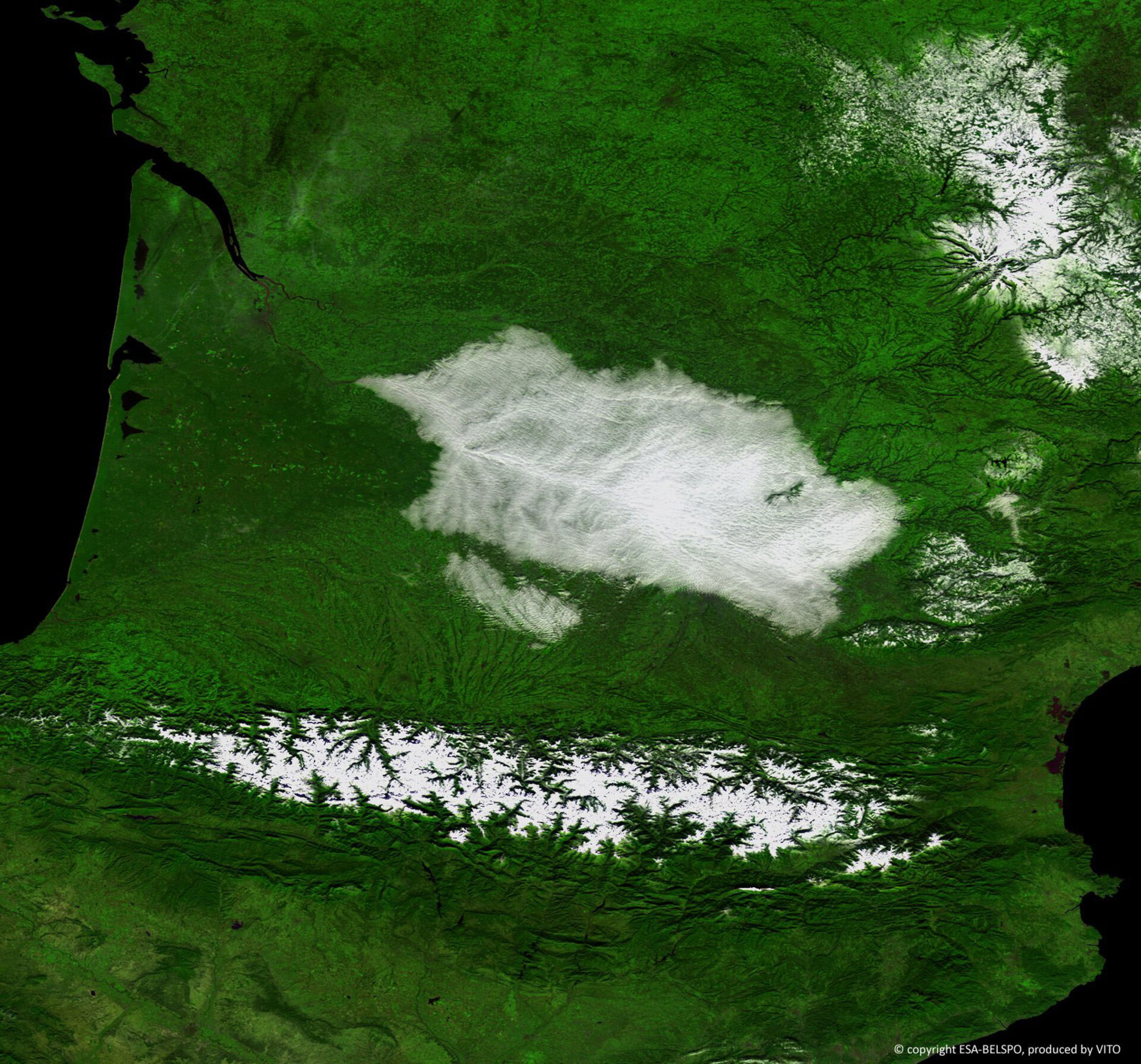 Snowy Pyrenees seen by Proba-V