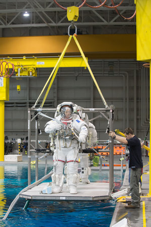 Thomas Pesquet during training for INC-49/INC-50 ISS EVA Maintenance run