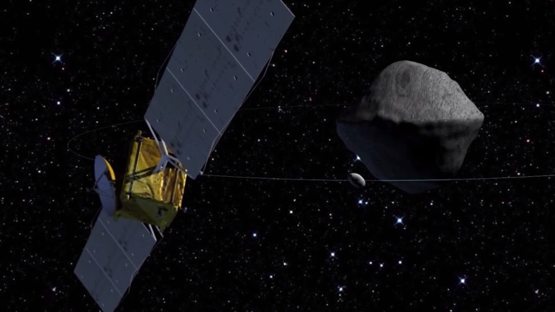 AIM at binary asteroid system