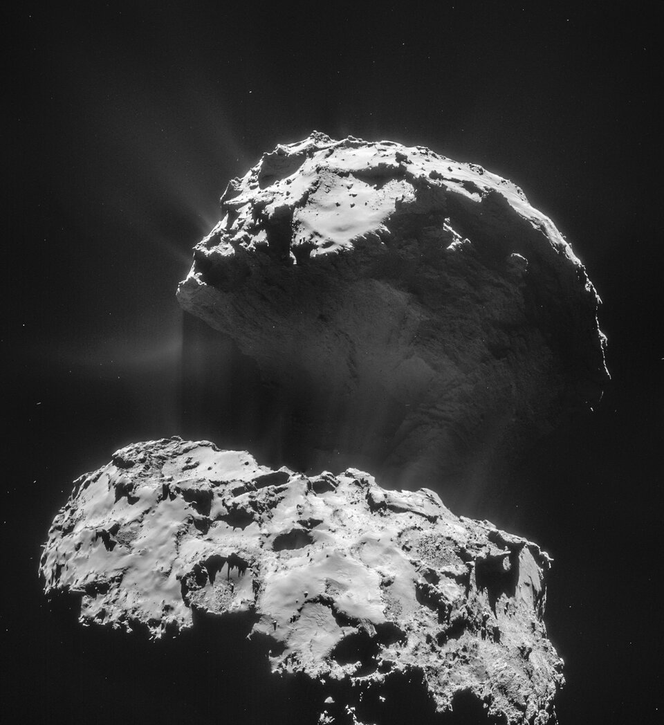 So sah Rosettas Navigationskamera ihren Zielkometen "Tschuri" am 3. Februar aus rund 29 Kilometern Abstand.