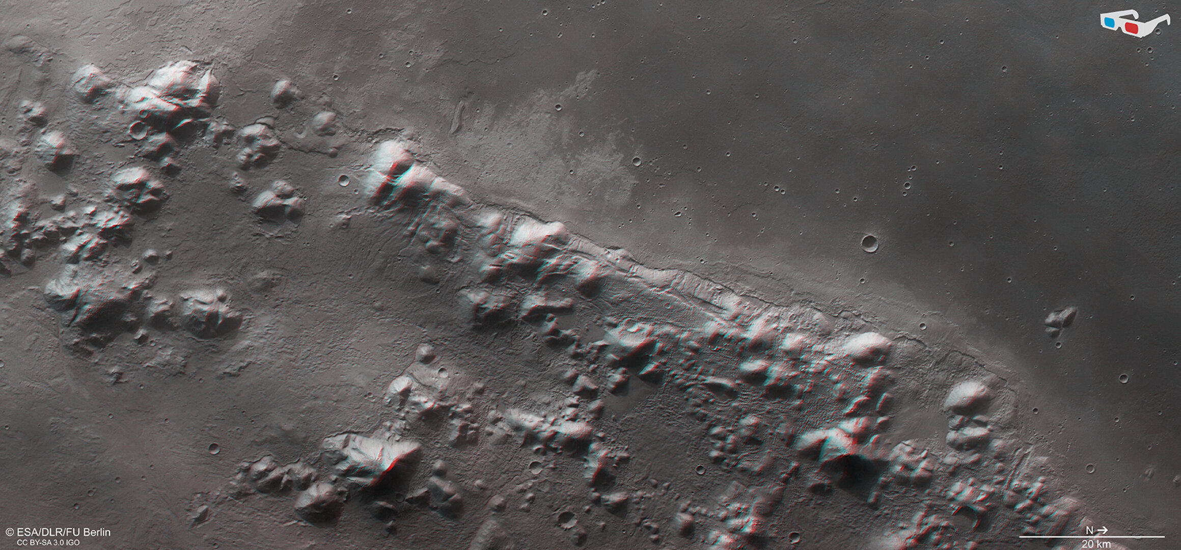 Phlegra Montes southern tip in 3D