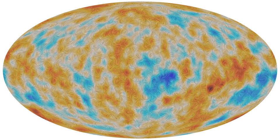 Polarisation of the Cosmic Microwave Background. Credit: ESA and the Planck Collaboration