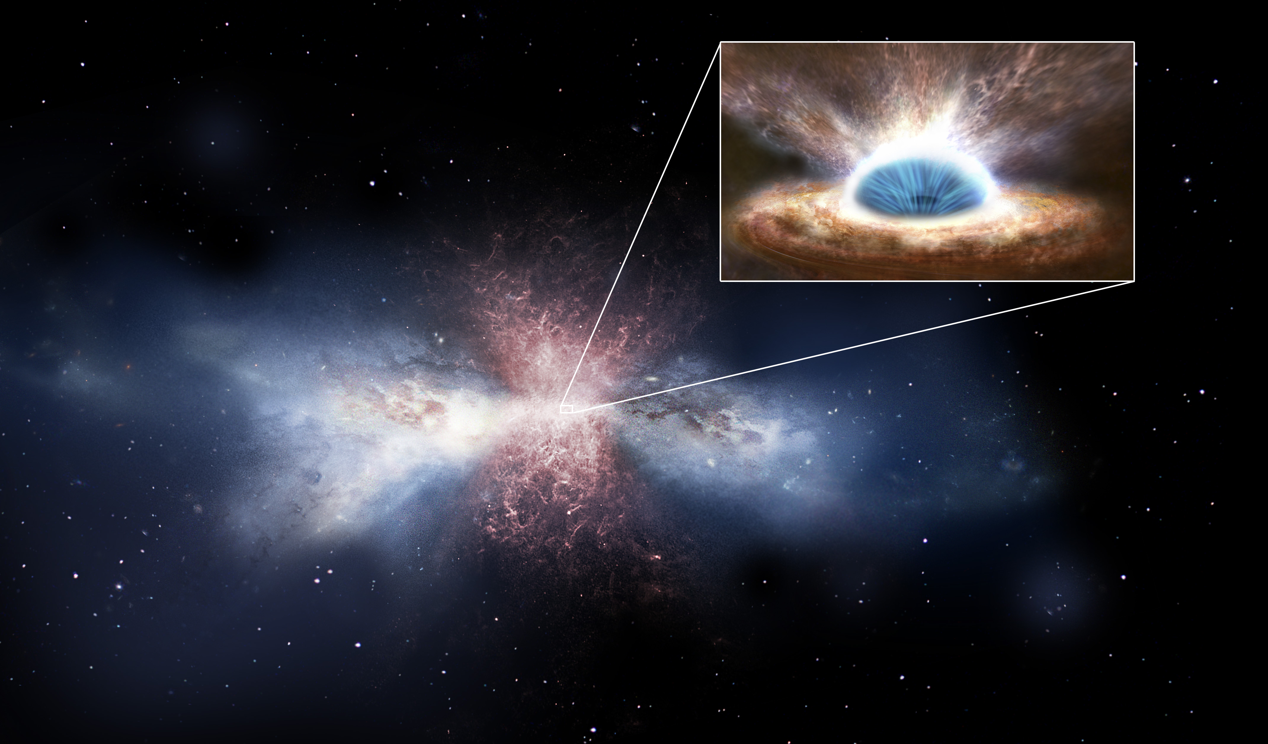 Black-hole wind sweeping away galactic gas