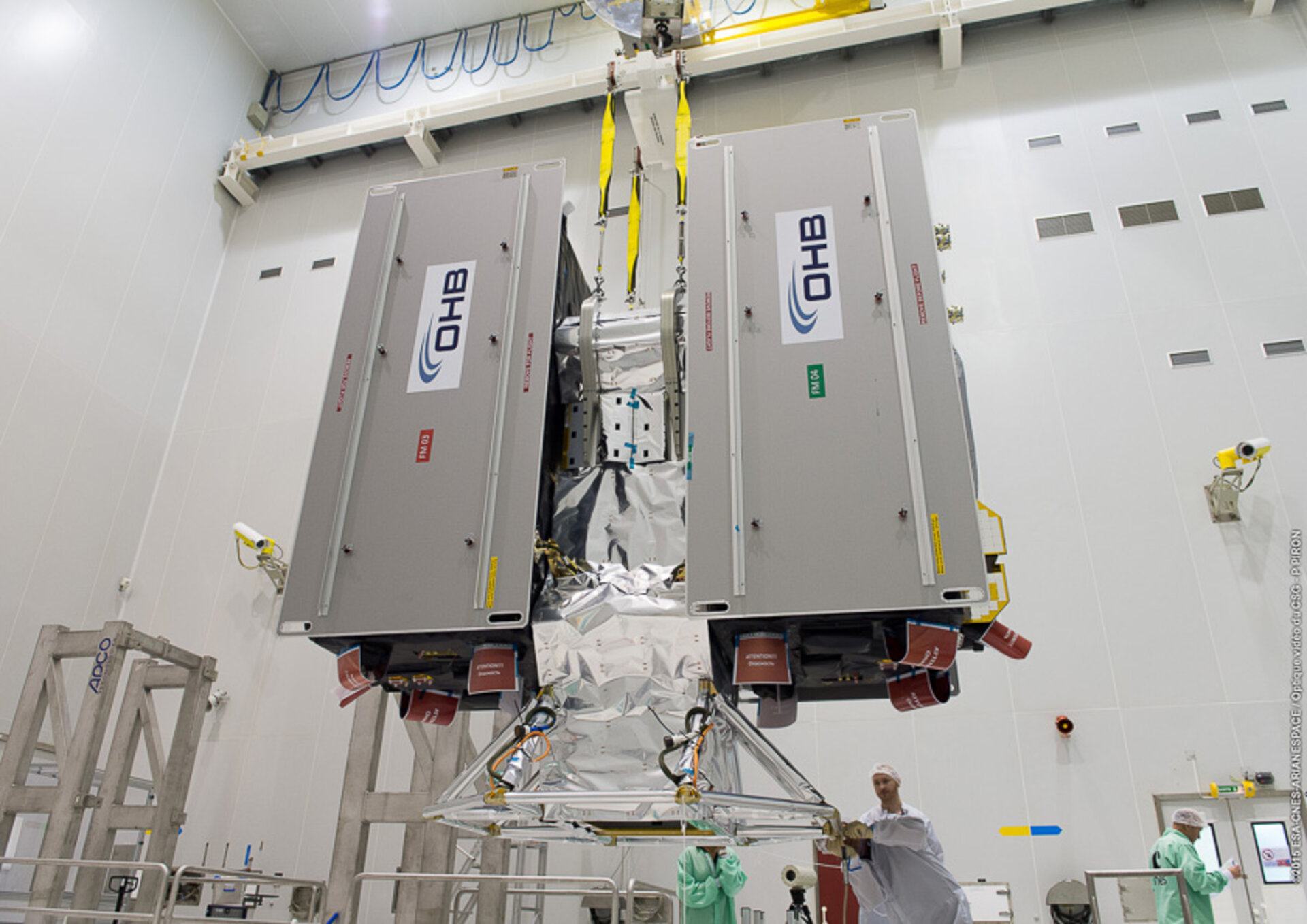 Galileo satellites on dispenser