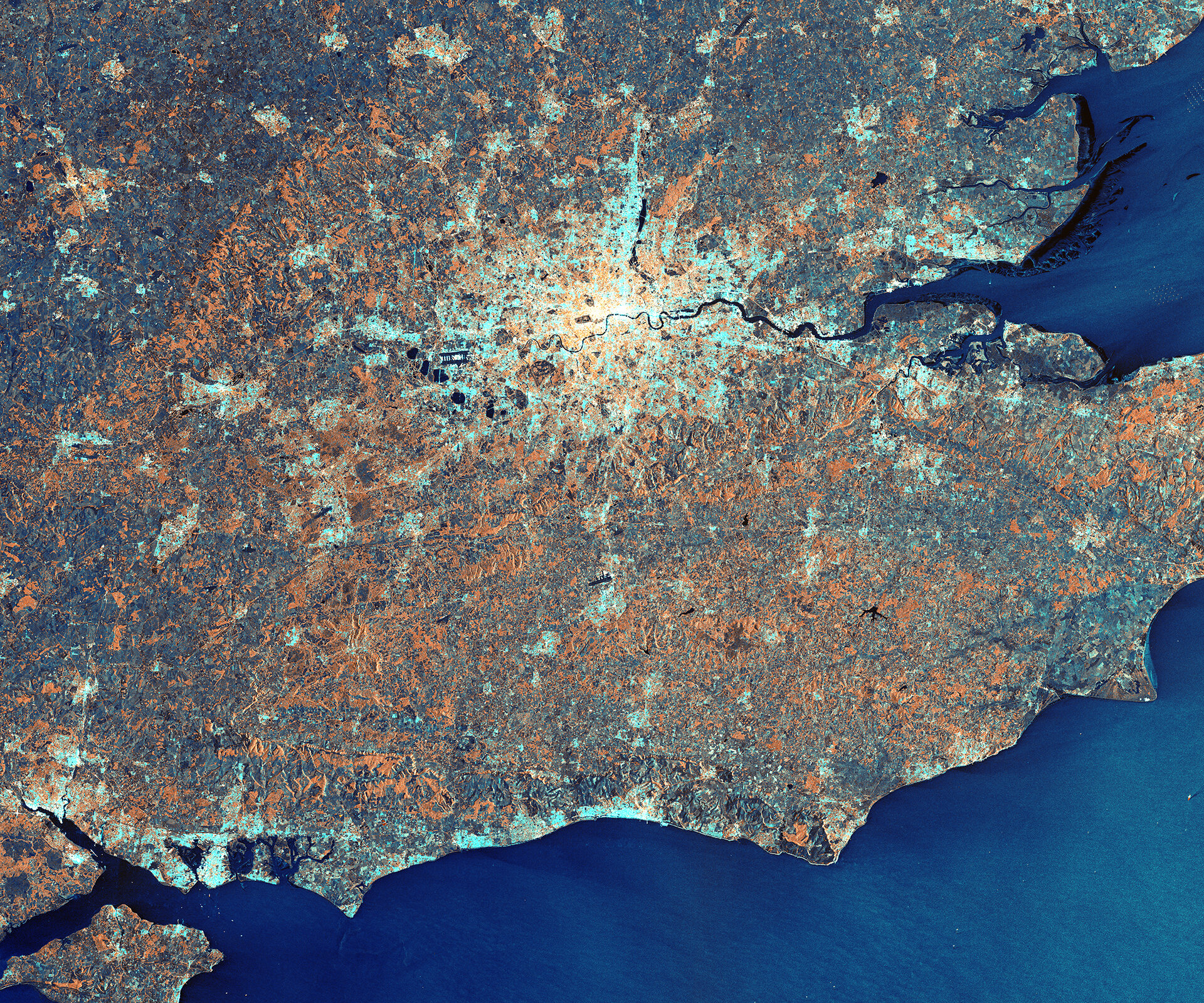 Satelitní snímek Londýna
