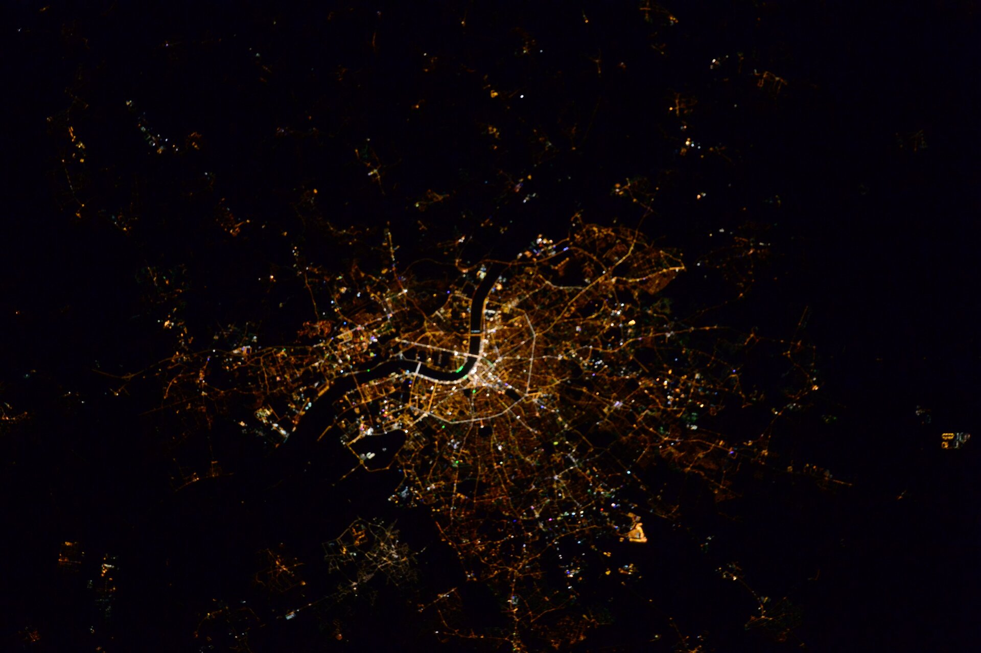 Bordeaux, France, vue depuis la Station spatiale internationale