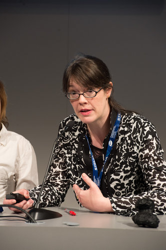 Elsa Montagnon during the Rosetta briefing at the ESA Pavilion