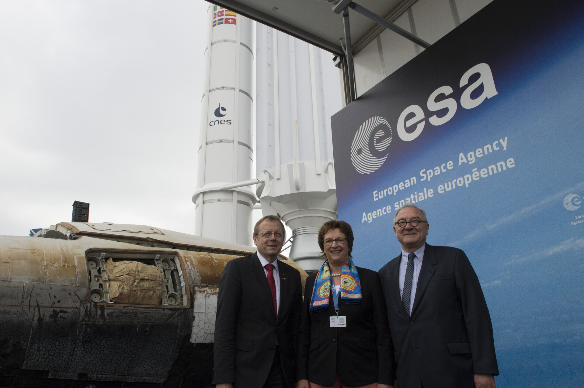 Johann-Dietrich Woerner, Brigitte Zypries and Jean-Jacques Dordain 