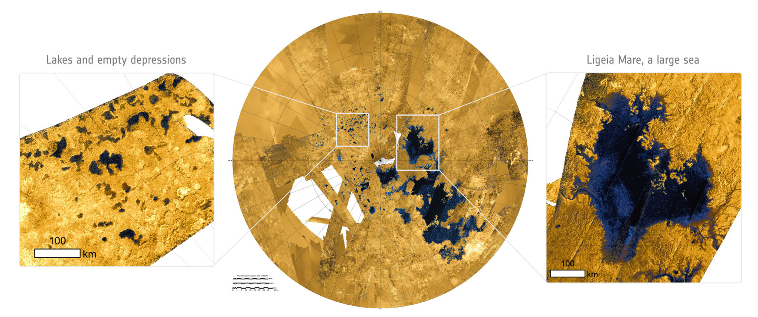 Lakes and seas on Titan