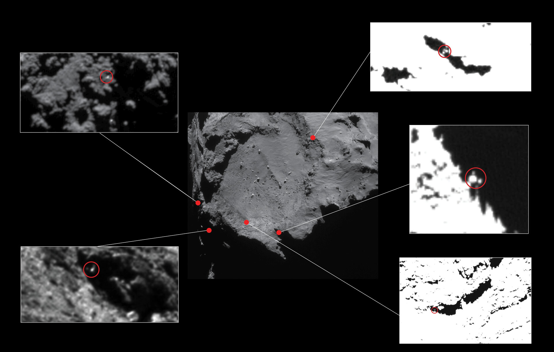 Mögliche Landeplätze von Philae