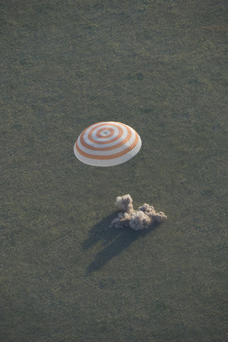 Landing of the Soyuz TMA-15M spacecraft
