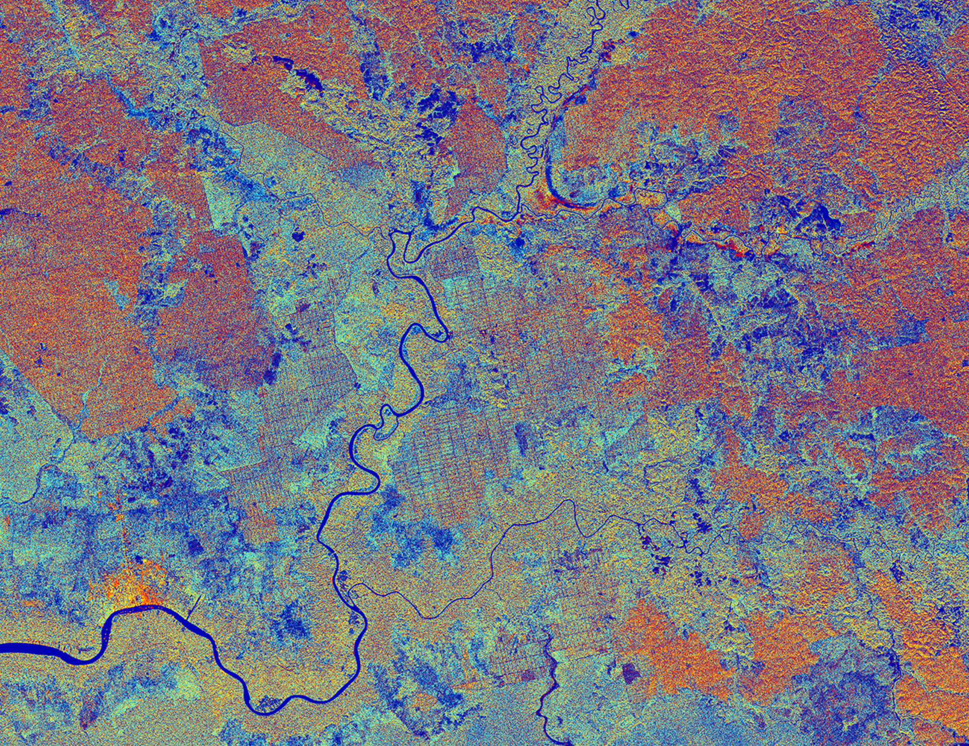 Sampit, Indonesia vista dal satellite Sentinel-1A