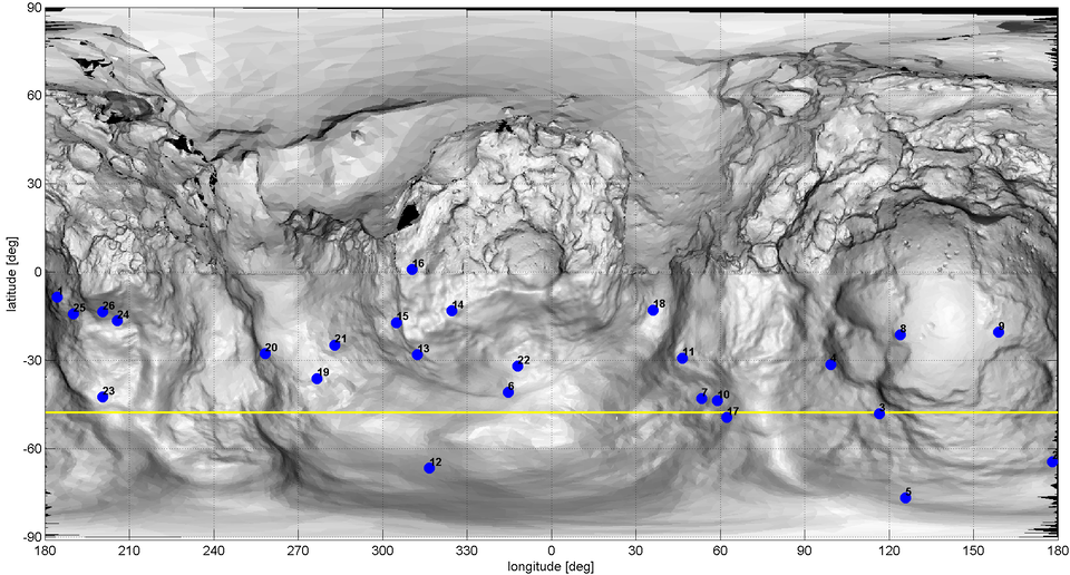 Mapa de los chorros emitidos por el cometa