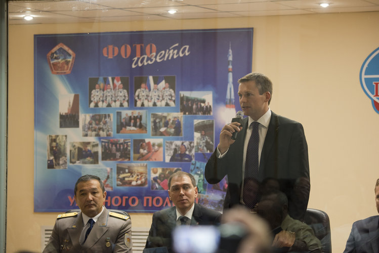 Andreas Mogensen during the State Commission meeting to approve the Soyuz launch