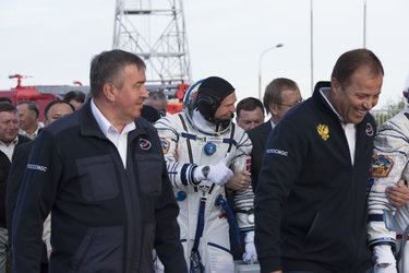Andreas Mogensen walking to the launch pad