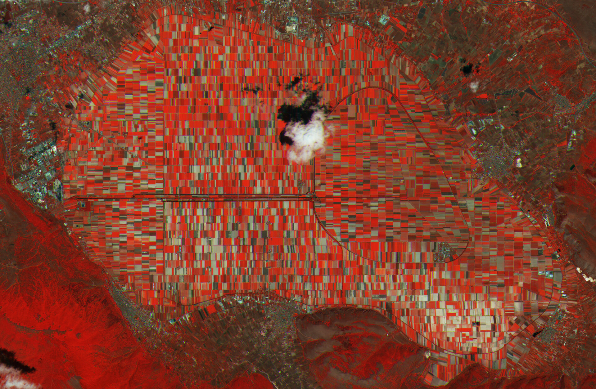 Avezzano ed il Fucino in un'immagine dal satellite Sentinel-2A