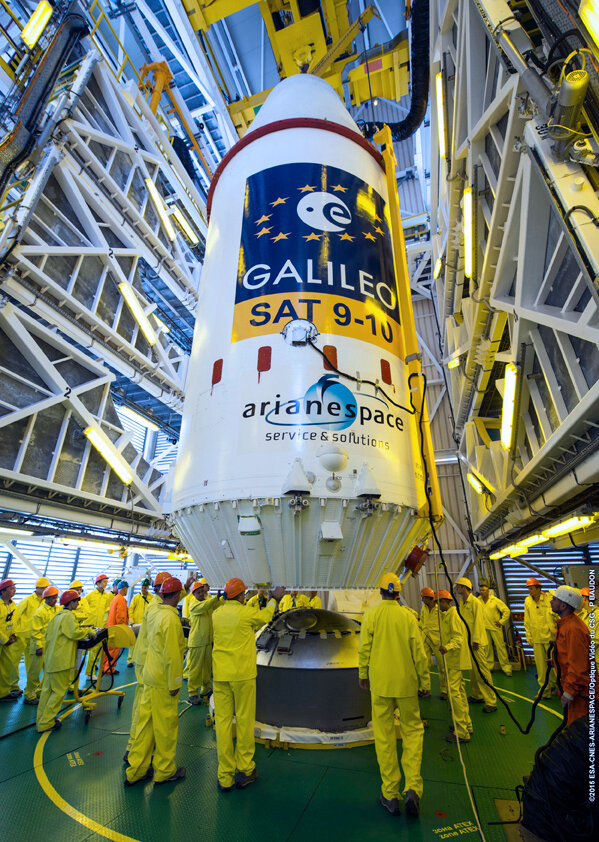 Připojování družic Galileo na nosič Sojuz