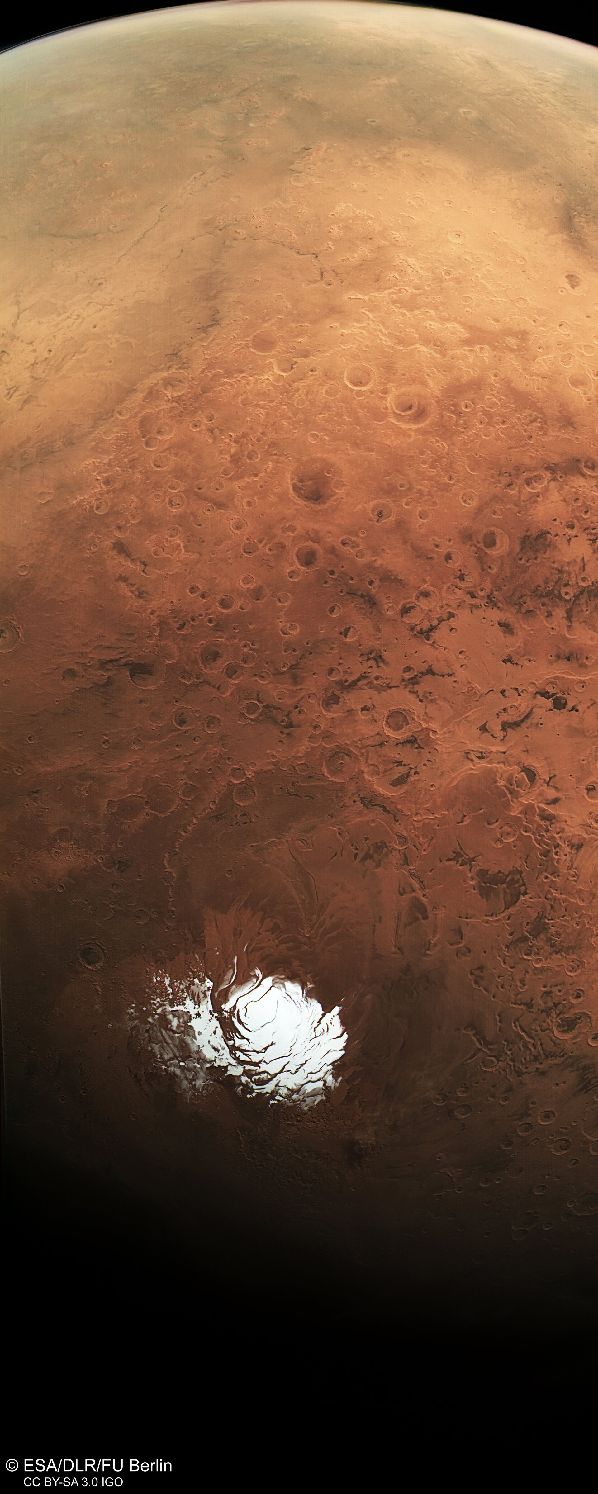 Jižní polární oblast Marsu a její okolí
