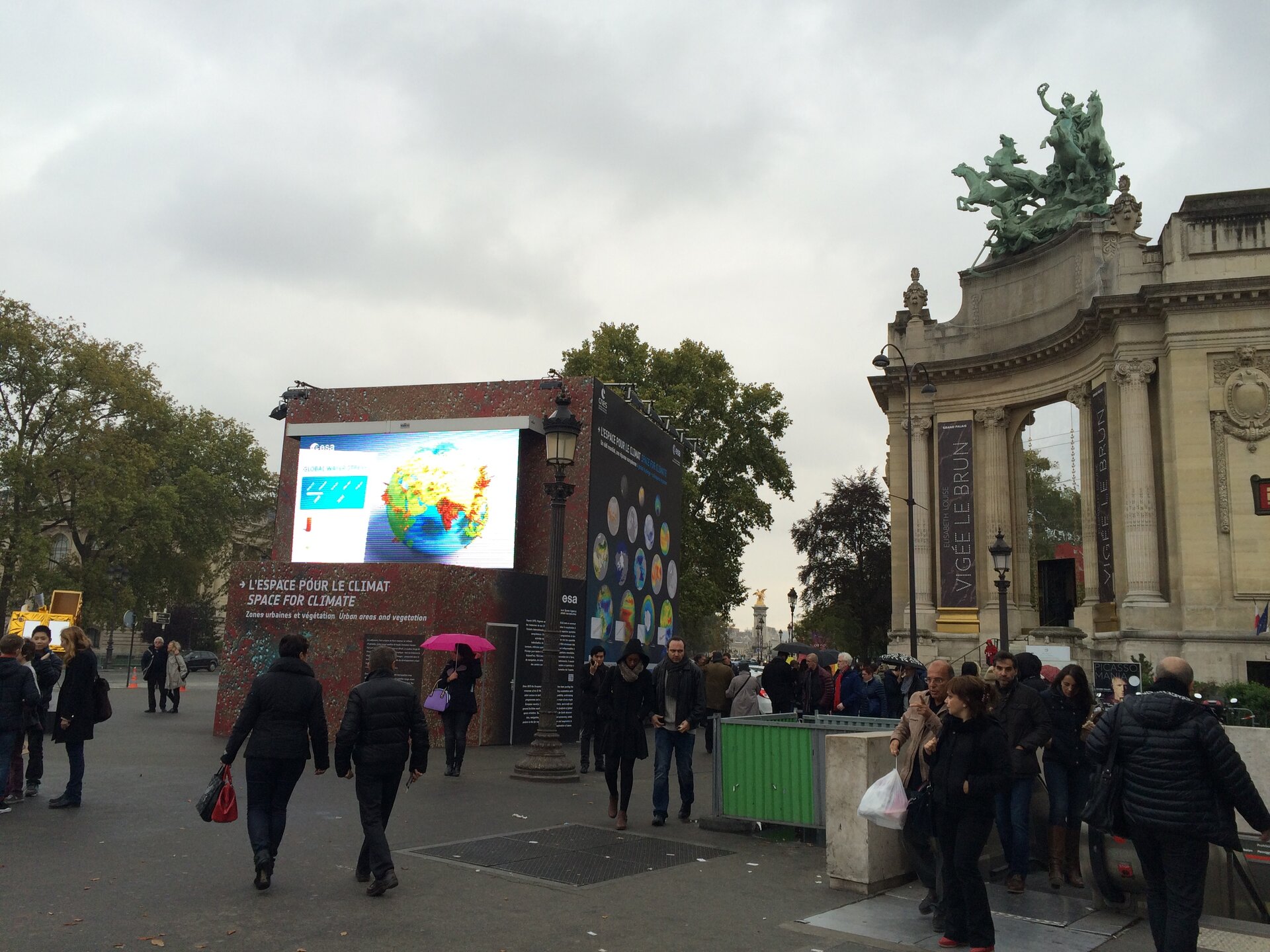 Exhibit on "Space for Climate" at the Champs-Elysées Avenue in Paris