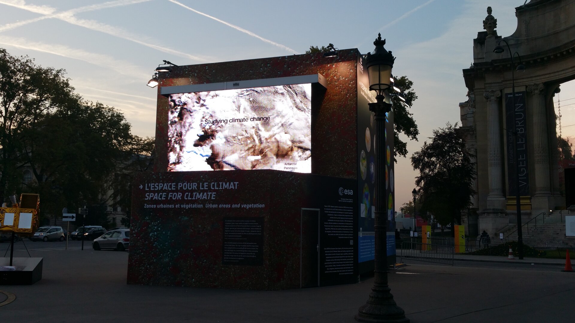 Exhibit on "Space for Climate" at the Champs-Elysées Avenue in Paris