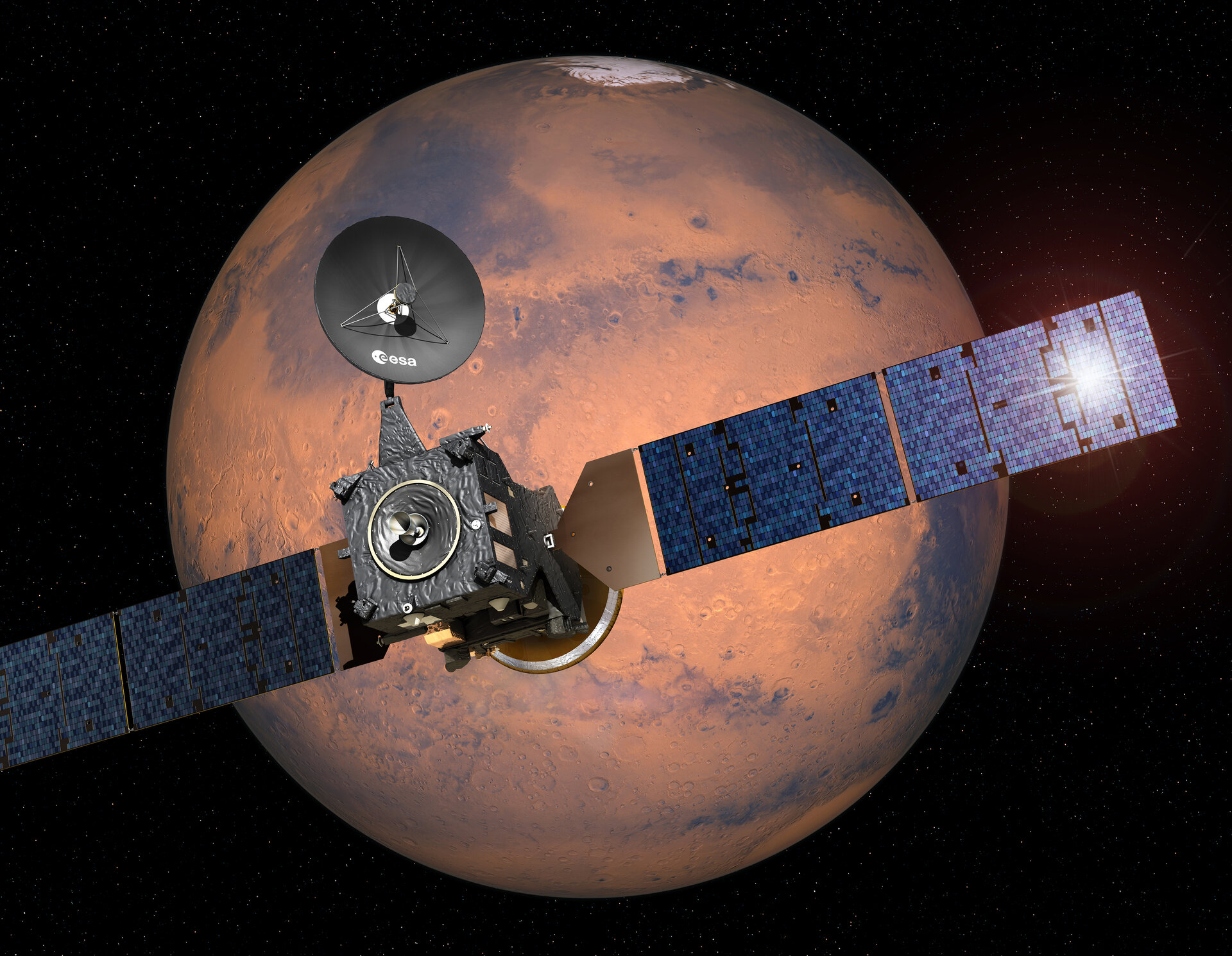 Schiaparelli en de Trace Gas Orbiter op weg naar Mars
