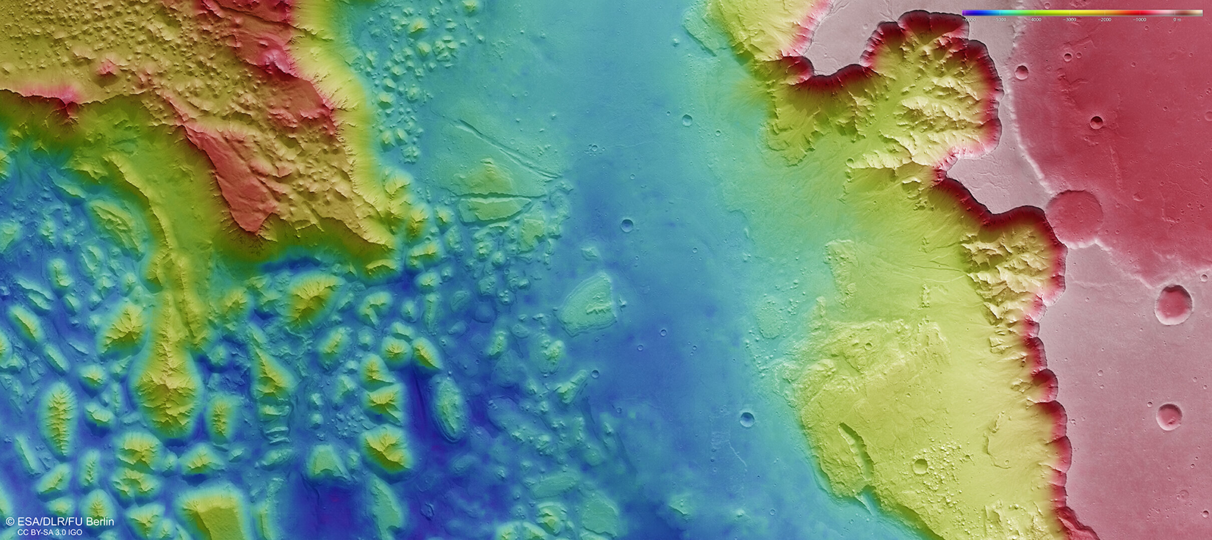 Aurorae Chaos and Ganges Chasma topography