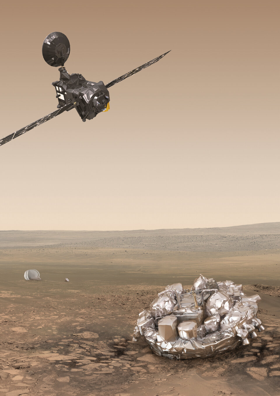 De Trace Gas Orbiter en Schiaparelli op Mars