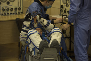 Tim Peake during his Sokol suit pressure testing