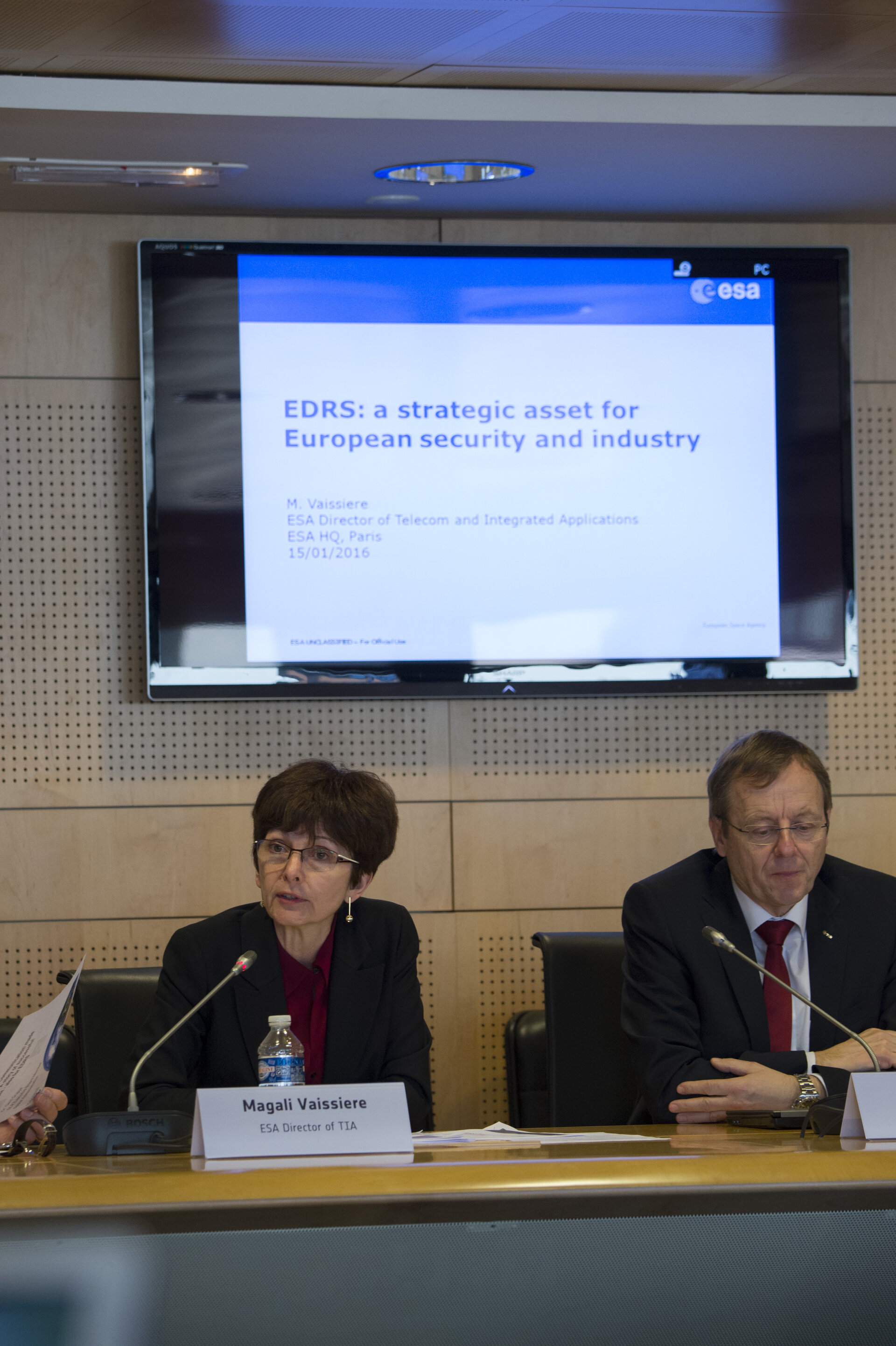 Magali Vaissiere during the EDRS press briefing on 15 January 2016