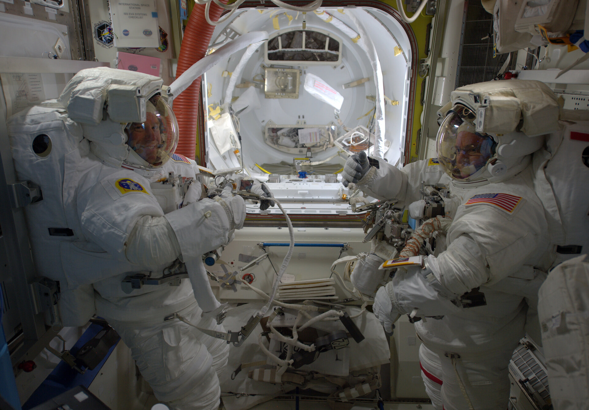 Preparing for spacewalk