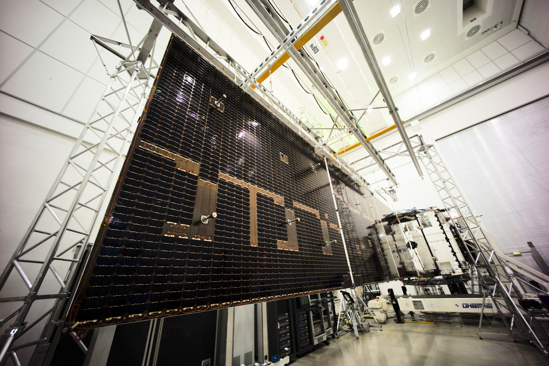 SmallGEO AG1: solar panel deployed for testing at IABG