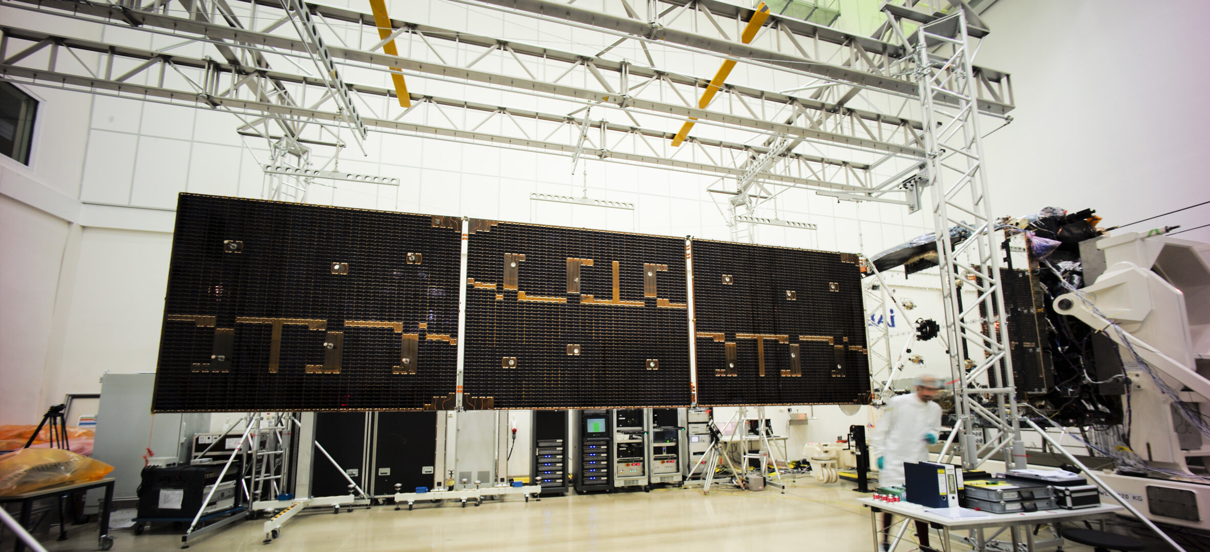 SmallGEO AG1: solar panel deployed for testing at IABG