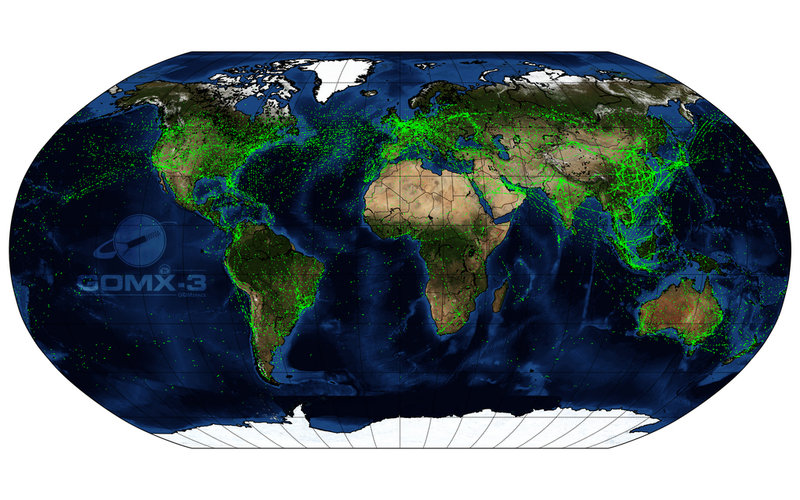 Aircraft detections from GomX-3