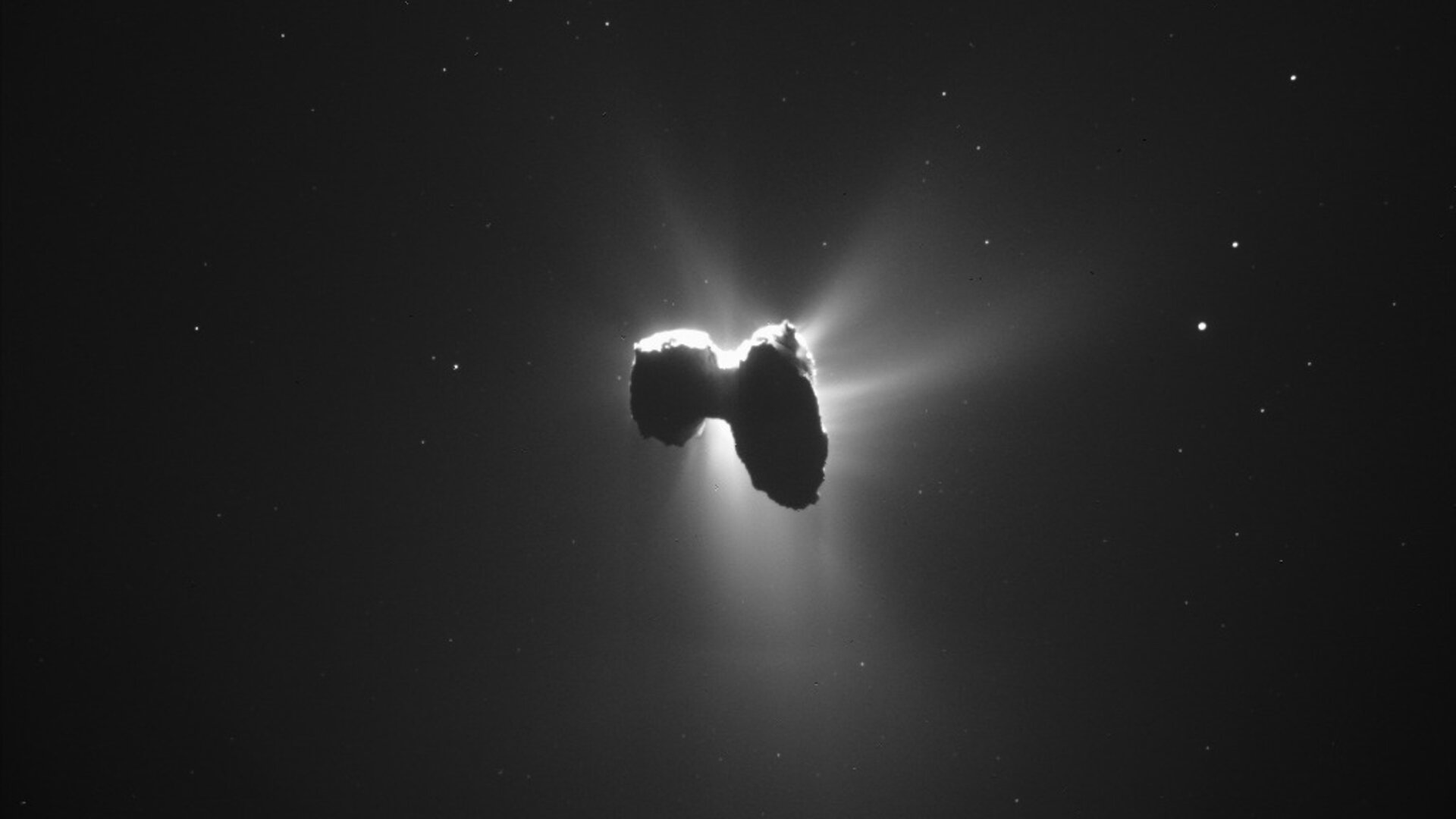 Los dos lóbulos del cometa, claramente diferenciados