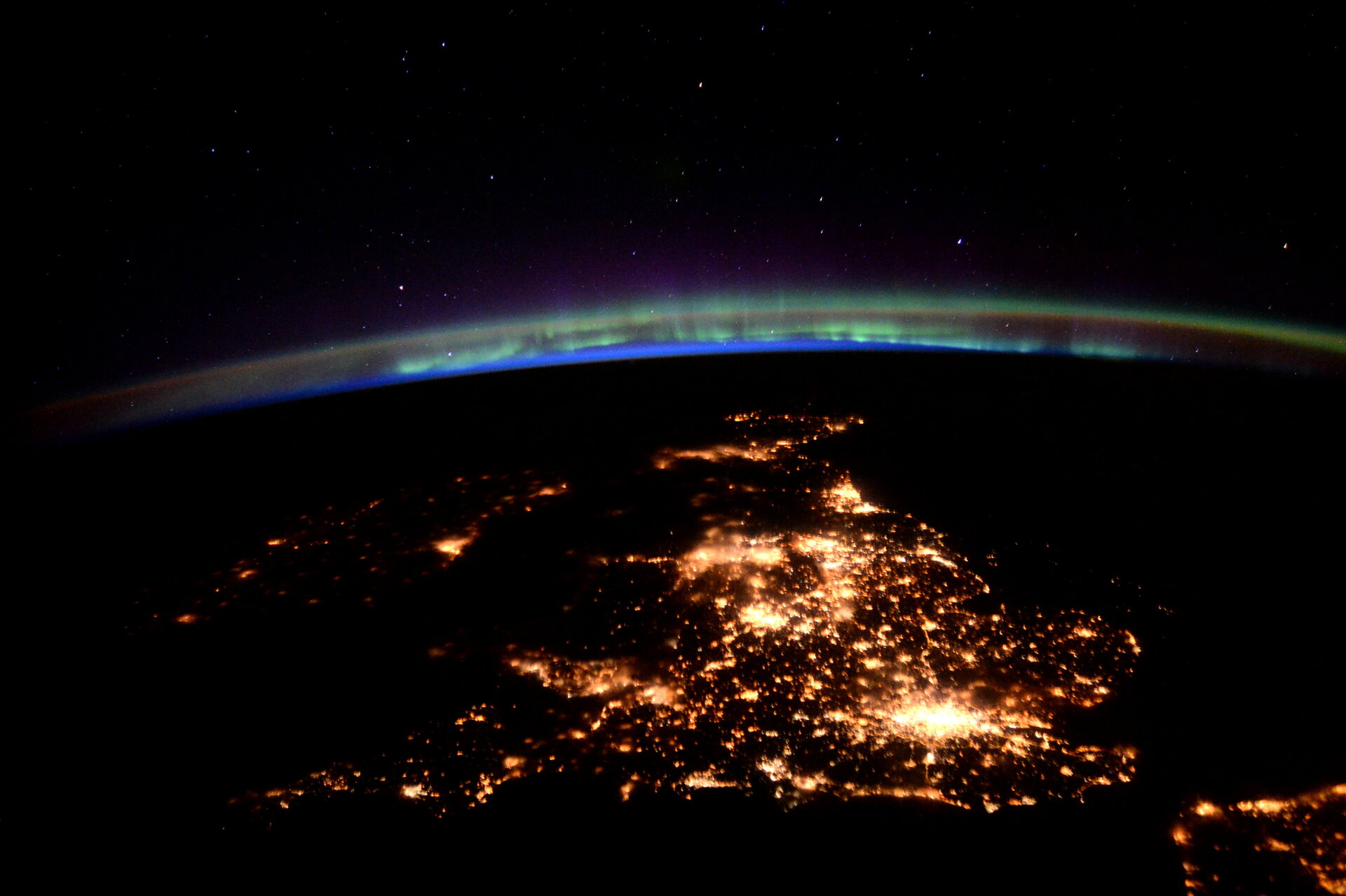 United Kingdom with aurora