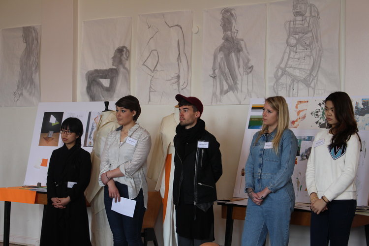 Selection of garments at ESMOD Berlin - Students during the jury visit