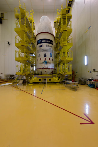 Soyuz VS14 upper composite in the S3B preparation building