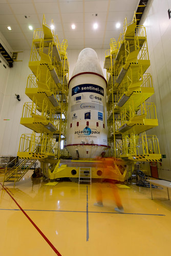 Soyuz VS14 upper composite in the S3B preparation building