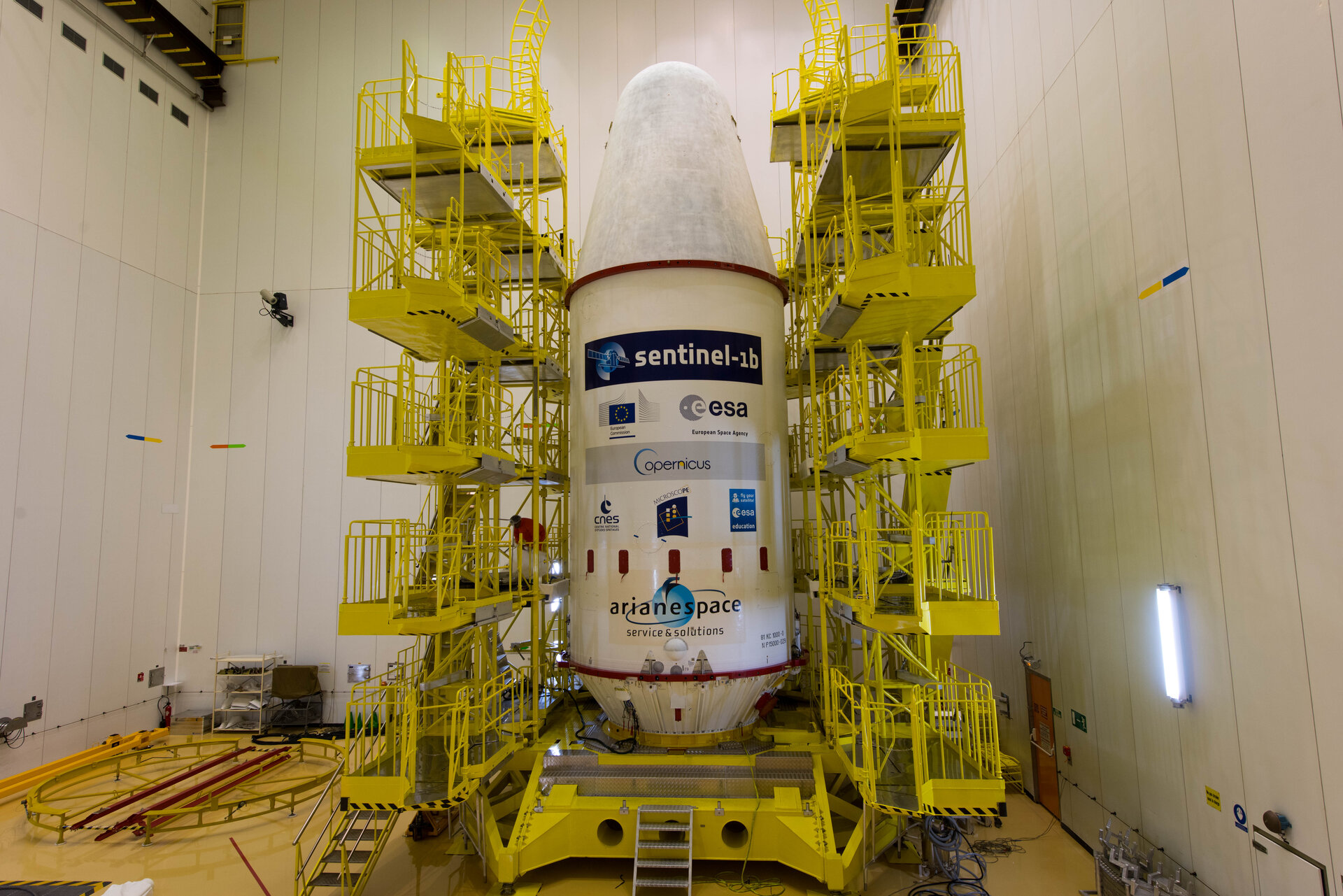 Soyuz VS14 upper composite in the S3B preparation building