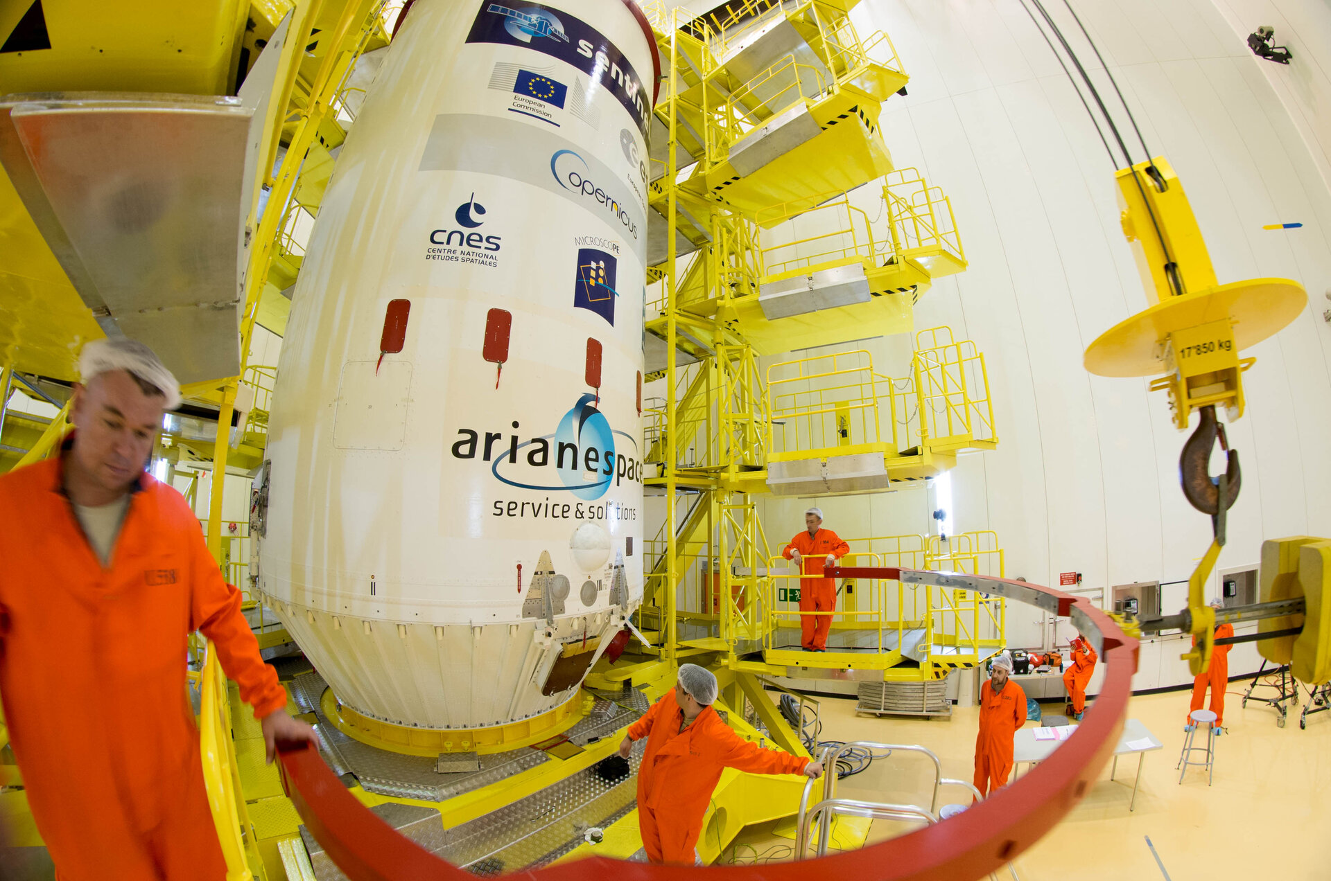 Soyuz VS14 upper composite in the S3B preparation building