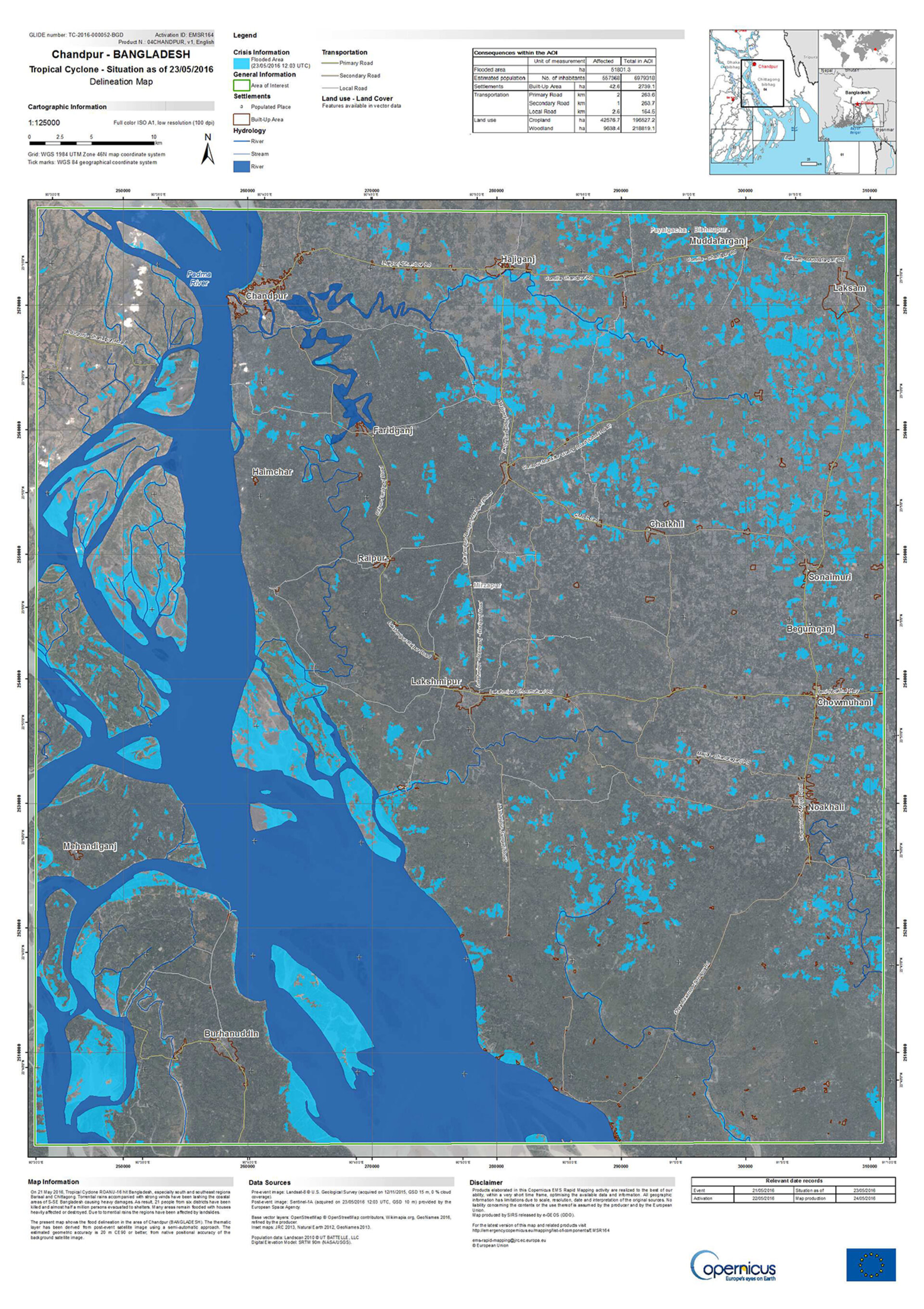 Flood map of Chandpur, Bangladesh
