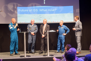 ESA astronauts during the presentation ‘ISS Benefits: What's in it for us’