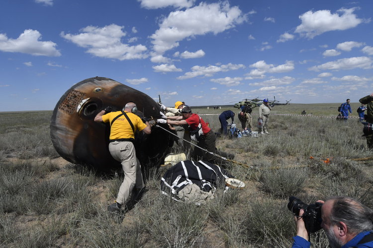 Landing of the Soyuz TMA-19M spacecraft