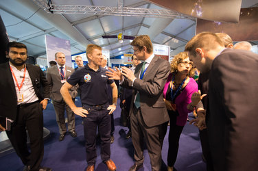 Greg Clark Secretary of State talking to Tim Peake