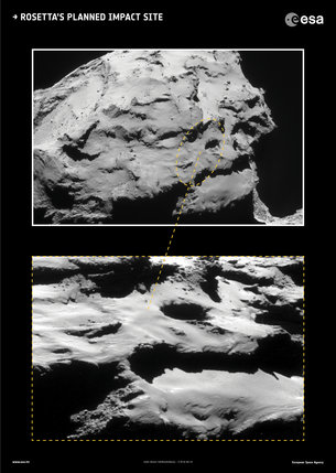 Lugar previsto para el impacto de Rosetta